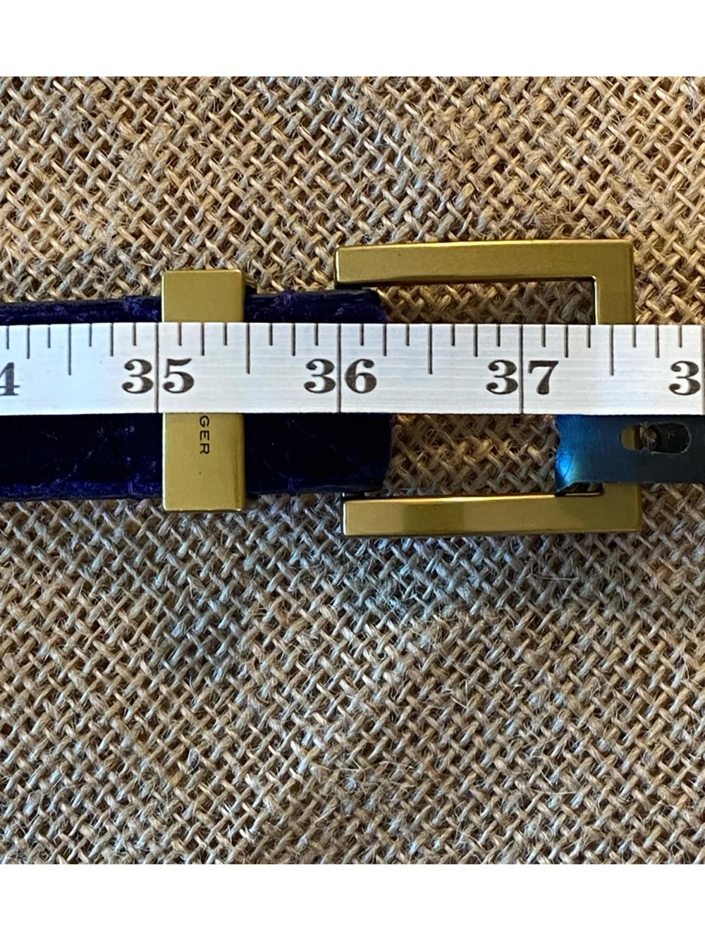 Kurt Geiger Purple Velvet Belt with Gold Hardware